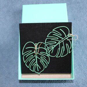 Green Palm Leaf Earrings